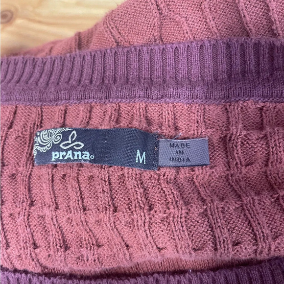 PrAna Margo Cable Knit Sweater Scoop Neck Dolman Sleeve Orange Organic Cotton M - Picture 8 of 8